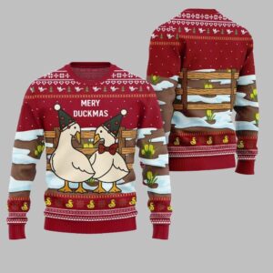 Alternative view of 2025 Christmas Adorable Duck Family Farm Ugly Christmas Sweater - Grishko.com