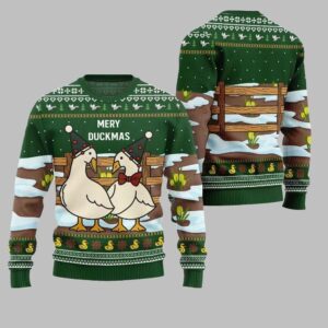 2025 Christmas Adorable Duck Family Farm Ugly Christmas Sweater - Grishko.com