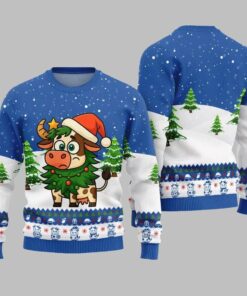2025 Christmas Adorable Santa Cow Ugly Christmas Sweater  