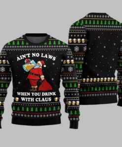 Alternative view of 2025 Christmas Aint No Laws When You Drink With Claus Ugly Christmas Sweater  