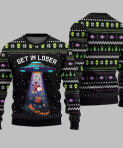 Alternative view of 2025 Christmas Alien UFO Ugly Christmas Sweater  