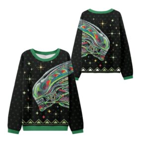 Alternative view of 2025 Christmas Alien Xenomorph Ugly Sweater - Grishko.com