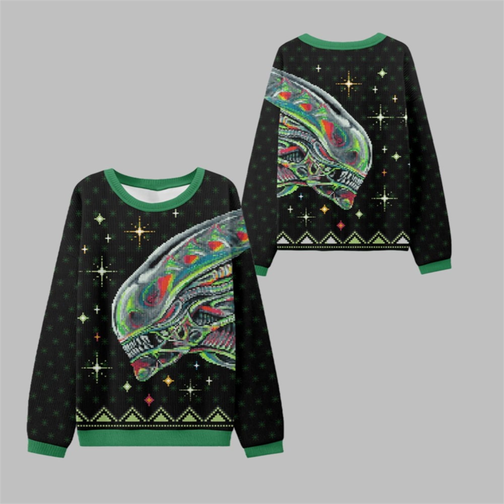 2025 Christmas Alien Xenomorph Ugly Sweater - Grishko.com