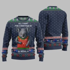 Alternative view of 2025 Christmas All I Want For Christmas Is A Koala Ugly Christmas Sweater - Grishko.com