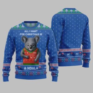 2025 Christmas All I Want For Christmas Is A Koala Ugly Christmas Sweater - Grishko.com