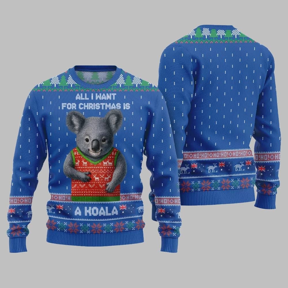 2025 Christmas All I Want For Christmas Is A Koala Ugly Christmas Sweater - Grishko.com
