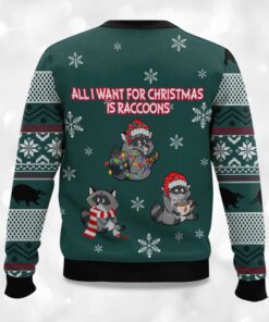Alternative view of 2025 Christmas All I Want For Christmas Is Raccoons Ugly Sweater