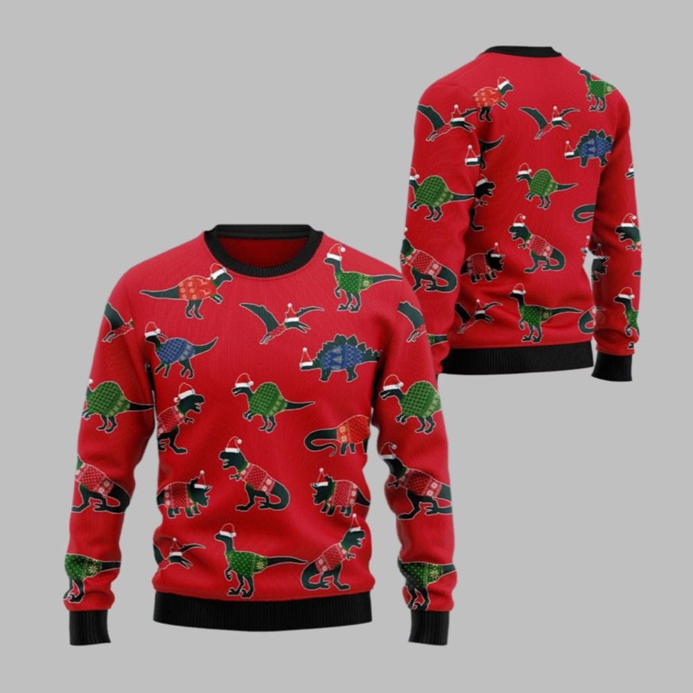 2025 Christmas Amazing Dinosaur Ugly Christmas Sweater - Grishko.com