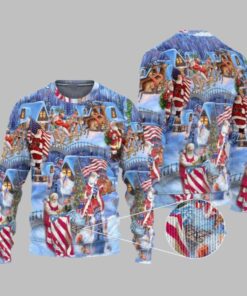 2025 Christmas America Christmas Patriotic Santa Claus Ugly Christmas Sweater  