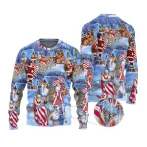 Alternative view of 2025 Christmas America Christmas Patriotic Santa Claus Ugly Christmas Sweater - Grishko.com