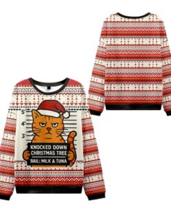 Alternative view of 2025 Christmas Arrested Cat Christmas Tree Ugly Sweater  