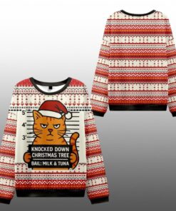 2025 Christmas Arrested Cat Christmas Tree Ugly Sweater  