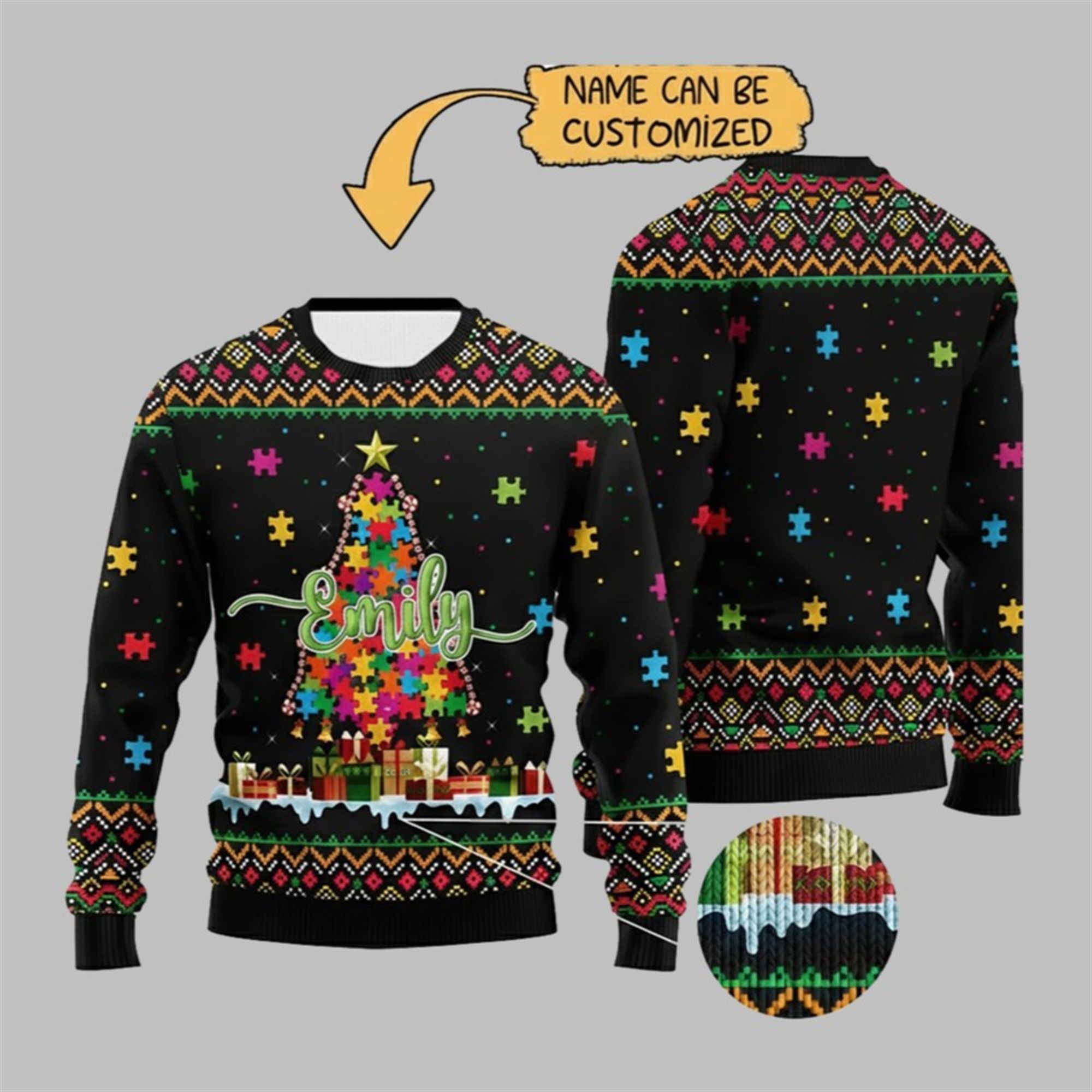 2025 Christmas Autism Tree Ugly Sweater - Grishko.com