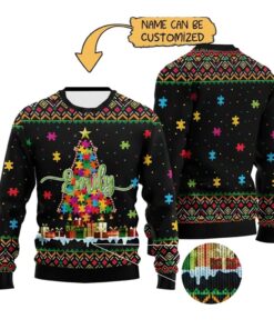 Alternative view of 2025 Christmas Autism Tree Ugly Sweater  