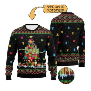Alternative view of 2025 Christmas Autism Tree Ugly Sweater - Grishko.com