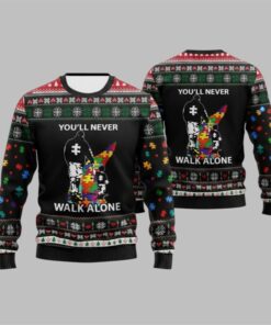 2025 Christmas Autism You'll Never Walk Alone Ugly Sweater  