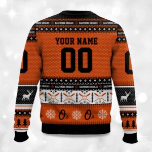Alternative view of 2025 Christmas Baltimore Orioles Personalized Ugly Sweater