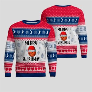 2025 Christmas Basketball Merry Swishmas Ugly Sweater - Grishko.com