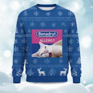 2025 Christmas Benadryl Allergy Cat Ugly Sweater