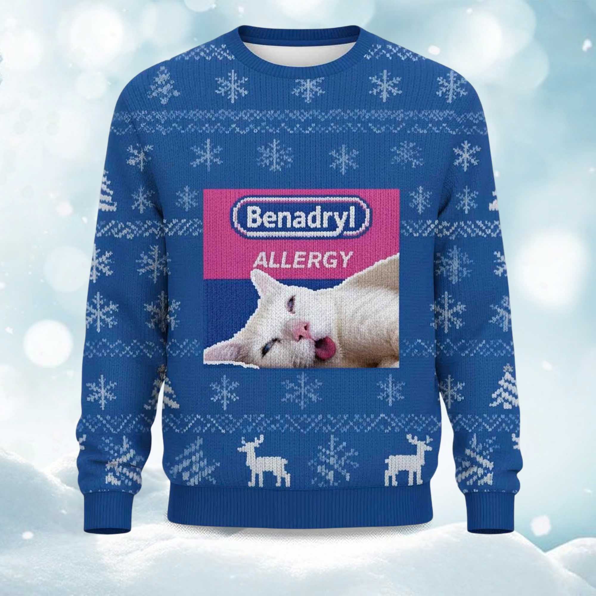 2025 Christmas Benadryl Allergy Cat Ugly Sweater