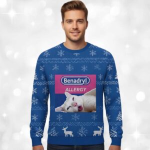 Alternative view of 2025 Christmas Benadryl Allergy Cat Ugly Sweater