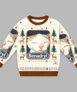 2025 Christmas Benadryl Cat Meme Ugly Sweater  