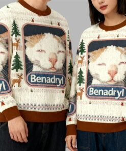 Alternative view of 2025 Christmas Benadryl Cat Meme Ugly Sweater  