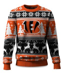 2025 Christmas Bengals Reindeer Football Ugly Sweater