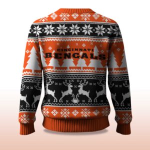 Alternative view of 2025 Christmas Bengals Reindeer Football Ugly Sweater