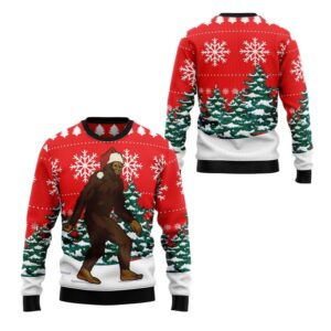 Alternative view of 2025 Christmas Bigfoot Ugly Christmas Sweater - Grishko.com