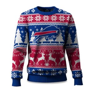 2025 Christmas Bills Reindeer Football Ugly Sweater