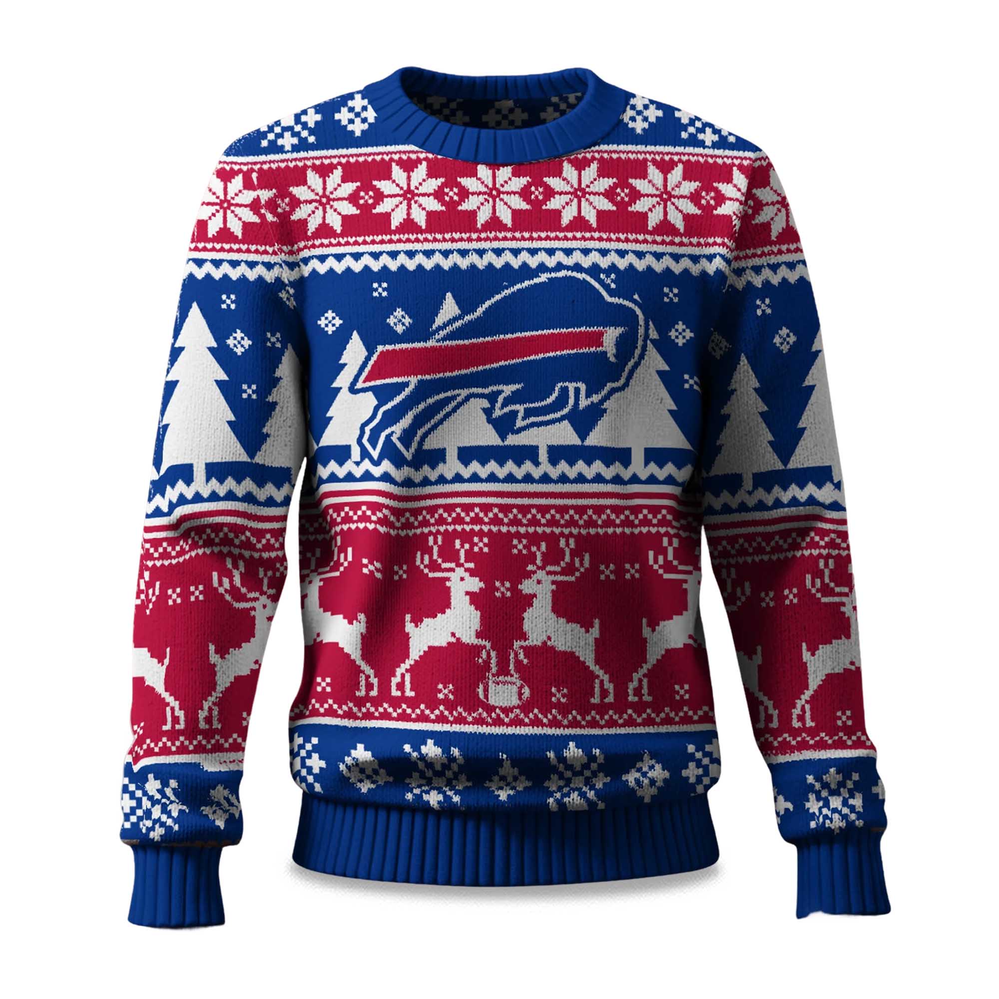 2025 Christmas Bills Reindeer Football Ugly Sweater