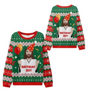 Alternative view of 2025 Christmas BIRTHDAY BOY Jesus Ugly Sweater - Grishko.com