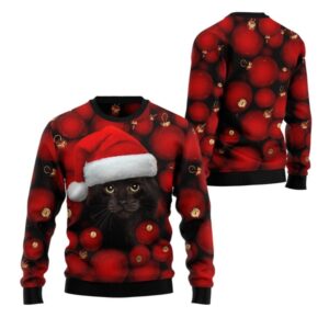 Alternative view of 2025 Christmas Black Cat Christmas Ugly Christmas Sweater - Grishko.com