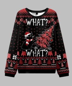Alternative view of 2025 Christmas Black Cat What What Ugly Christmas Sweater  