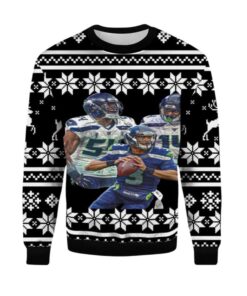 Alternative view of 2025 Christmas Bobby Wagner DK Metcalf Russell Wilson Ugly Christmas Sweater  