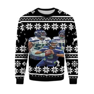 Alternative view of 2025 Christmas Bobby Wagner DK Metcalf Russell Wilson Ugly Christmas Sweater - Grishko.com