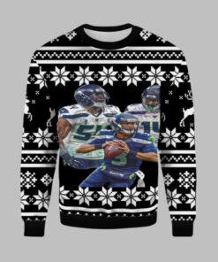 2025 Christmas Bobby Wagner DK Metcalf Russell Wilson Ugly Christmas Sweater  