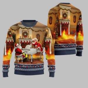 2025 Christmas Bold Piano Claus Ugly Christmas Sweater - Grishko.com