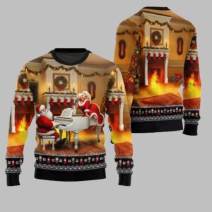 Alternative view of 2025 Christmas Bold Piano Claus Ugly Christmas Sweater - Grishko.com
