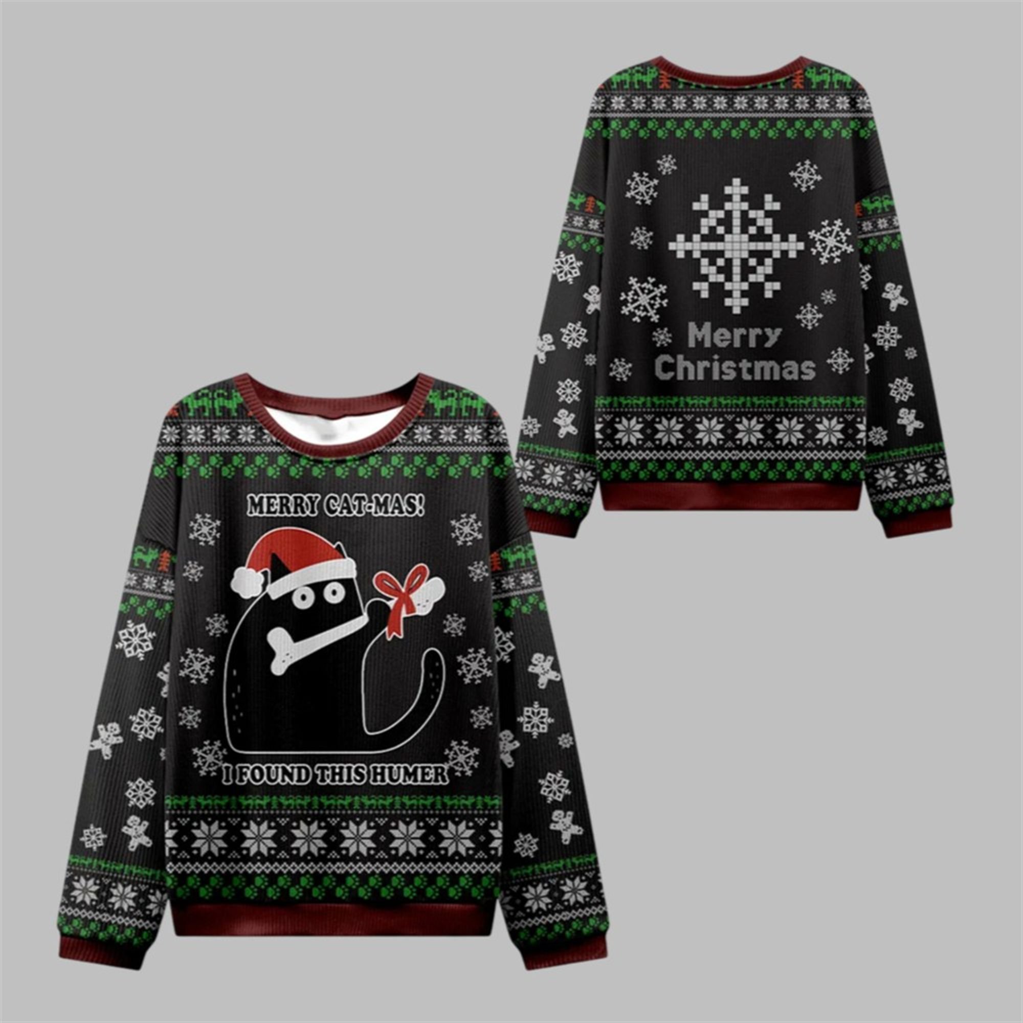 2025 Christmas Bone Thief Catmas Ugly Sweater - Grishko.com
