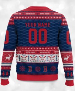 Alternative view of 2025 Christmas Boston Red Sox Personalized Ugly Sweater