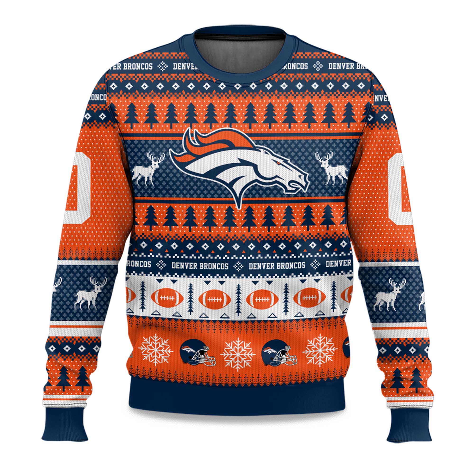 2025 Christmas Broncos Personalized Ugly Sweater