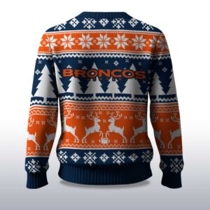 Alternative view of 2025 Christmas Broncos Reindeer Football Ugly Sweater