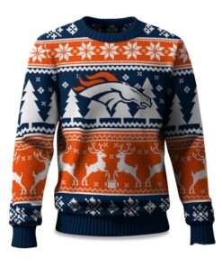 2025 Christmas Broncos Reindeer Football Ugly Sweater