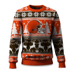 2025 Christmas Browns Reindeer Football Ugly Sweater