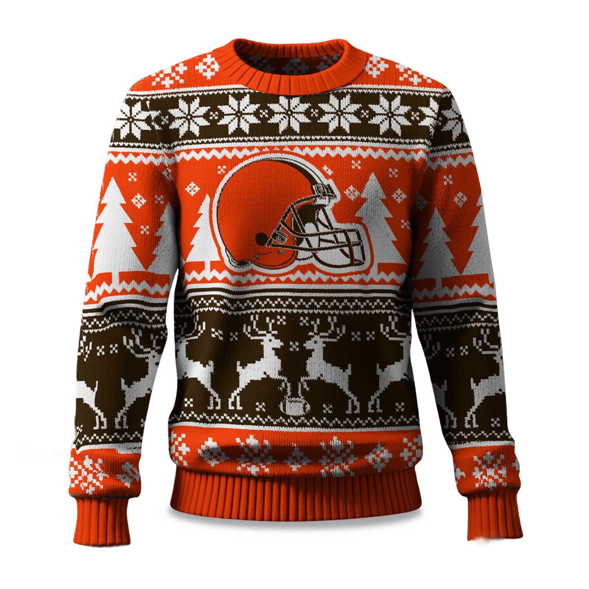 2025 Christmas Browns Reindeer Football Ugly Sweater