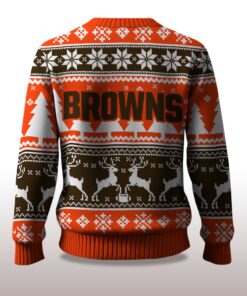 Alternative view of 2025 Christmas Browns Reindeer Football Ugly Sweater
