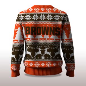 Alternative view of 2025 Christmas Browns Reindeer Football Ugly Sweater