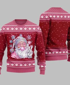 2025 Christmas Bubble Gum Santa Ugly Christmas Sweater  